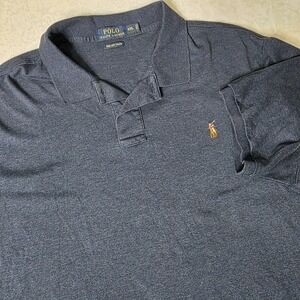 Polo Ralph Lauren Polo Shirt Men XXL‎ 2X Pima Soft Touch BLUE Flesh Pony Cotton